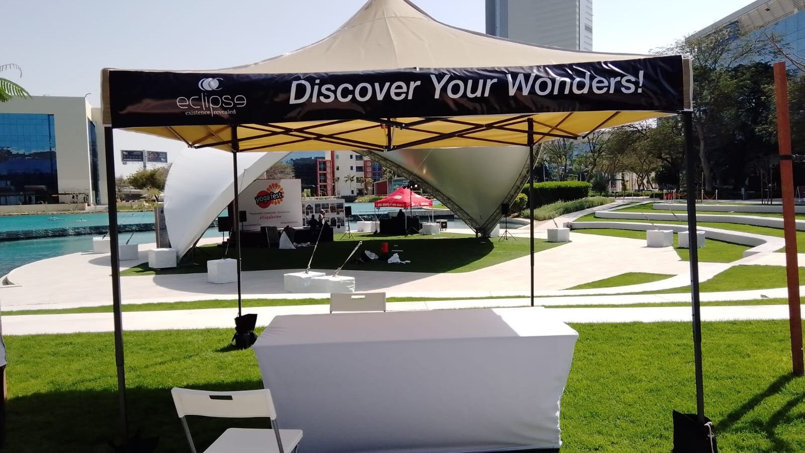 Wellness festival — tents, flags and wayfinding